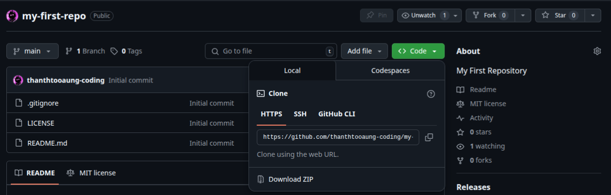 Screenshot showing the Code button on GitHub